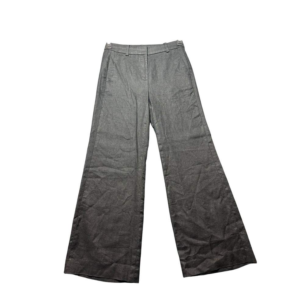 J.Crew Wide Leg Trousers Women 0 Black Excellent Linen‎ Blend Business Casual